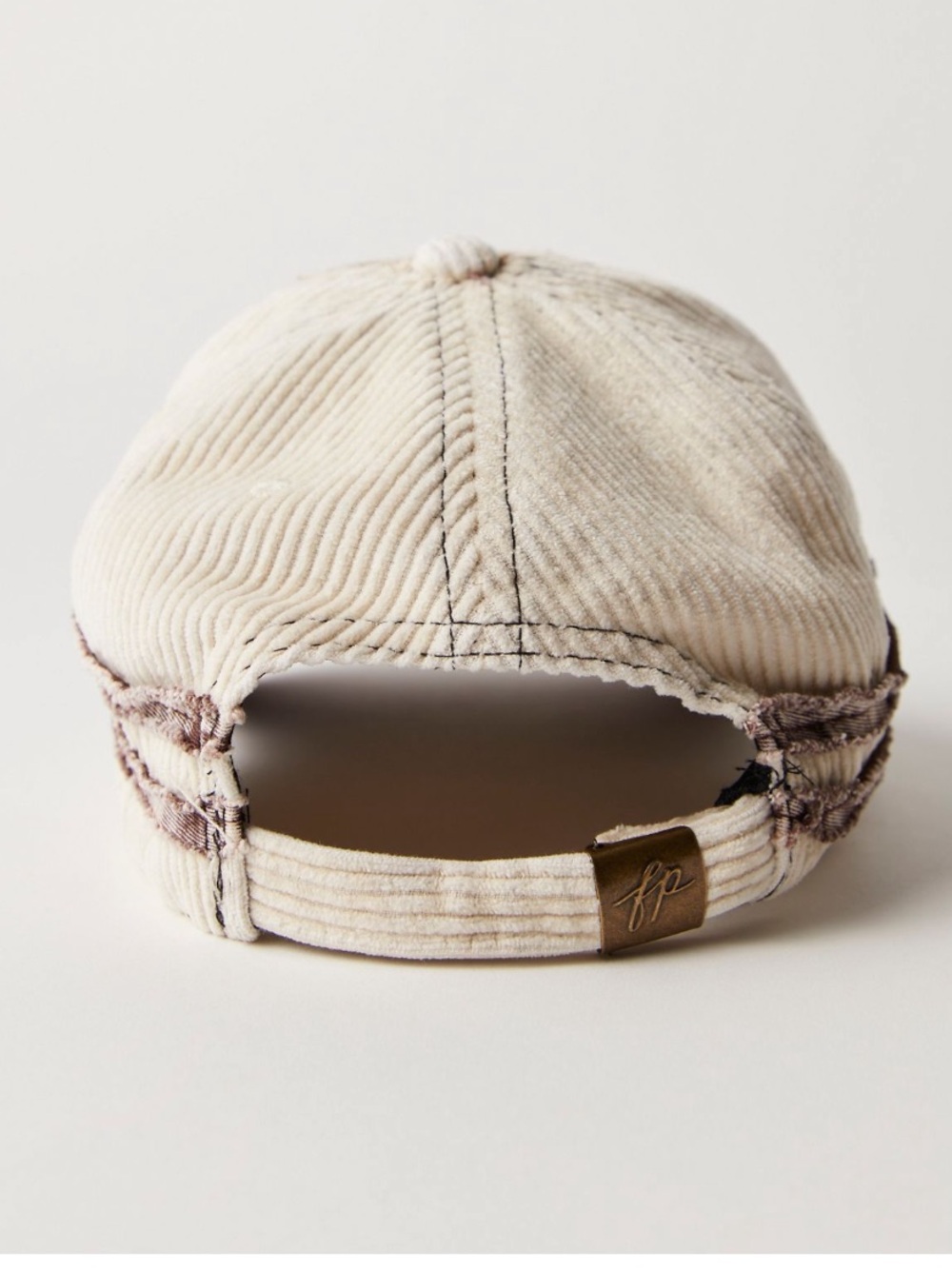 Free People Hollie Varaity Ivory & Brown Corduroy Baseball Cap with '84' Patch - Picture 3 of 15